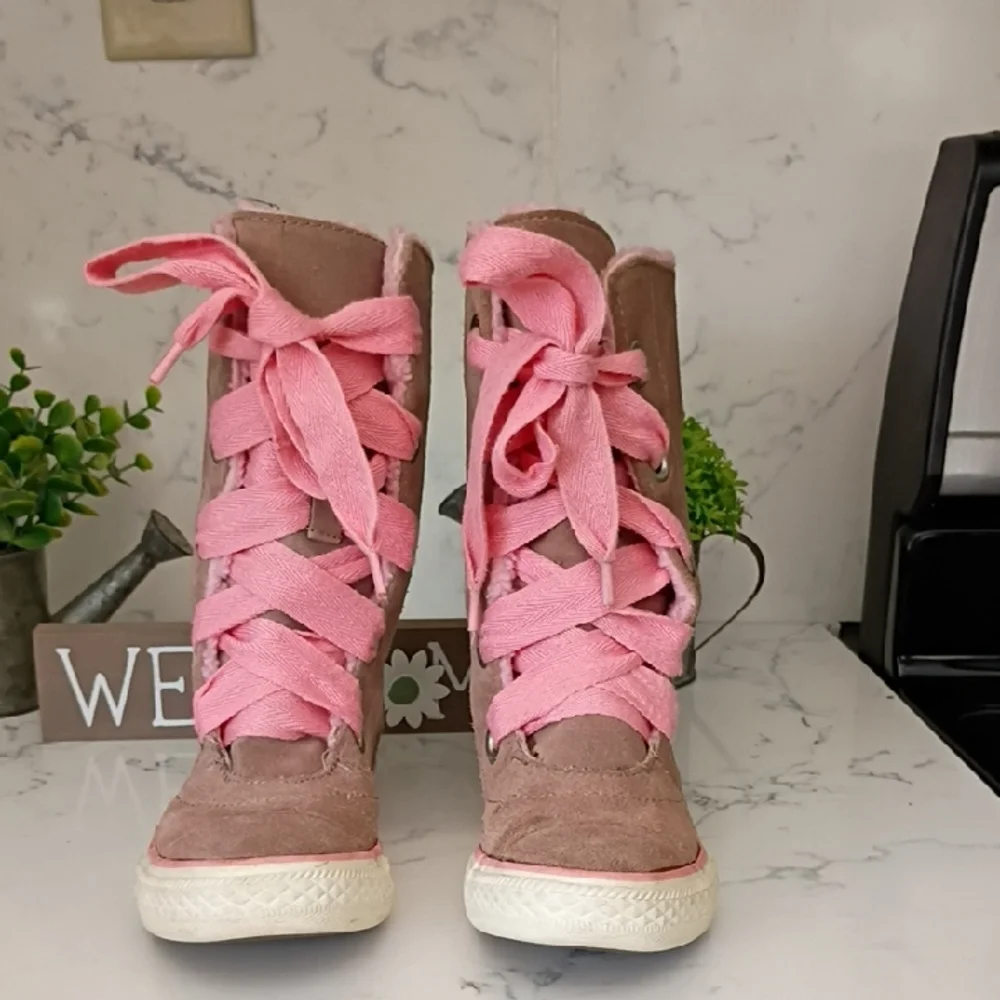 Converse Pink and Brown Lace-Up Boots